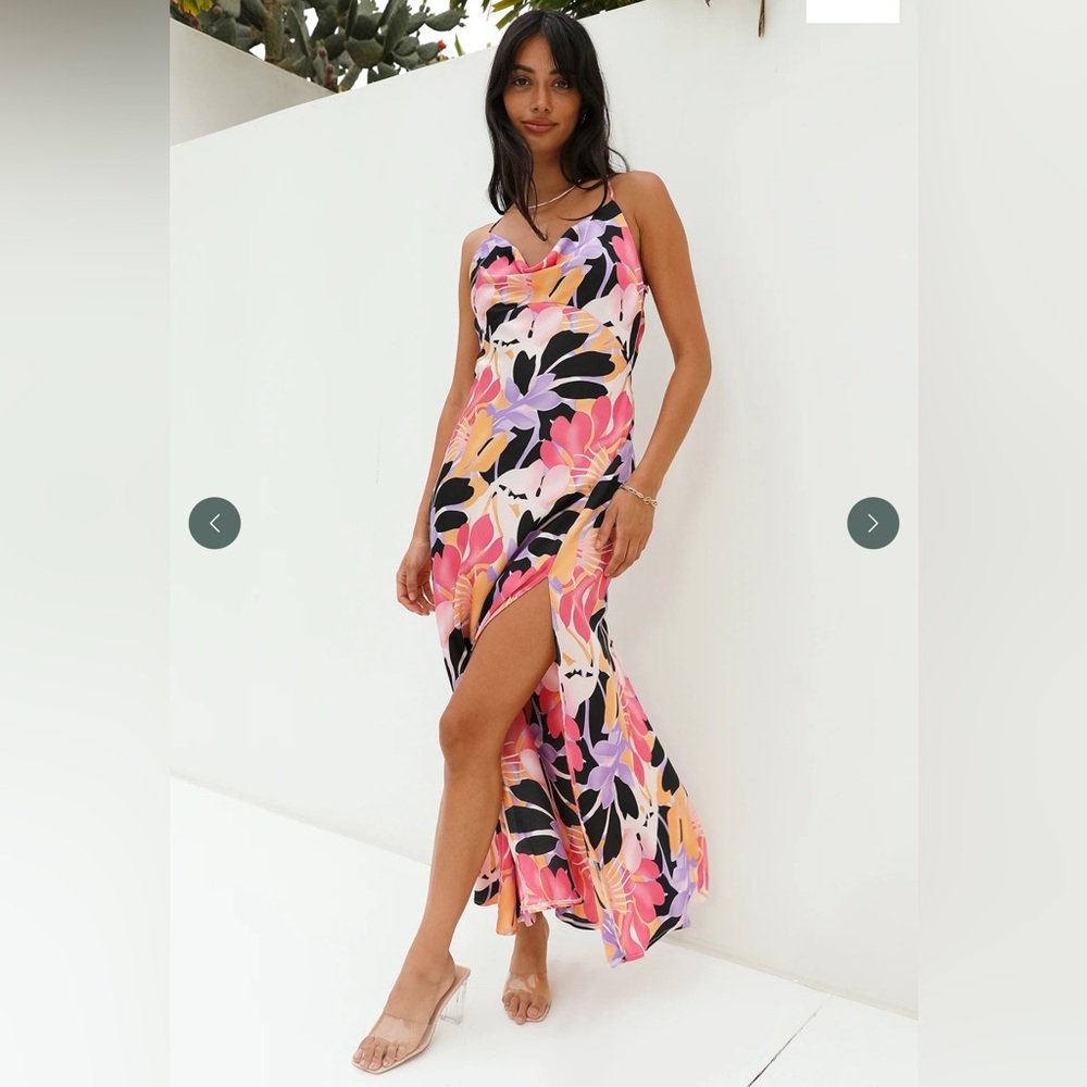 Floral Pink Midi Slip Dress